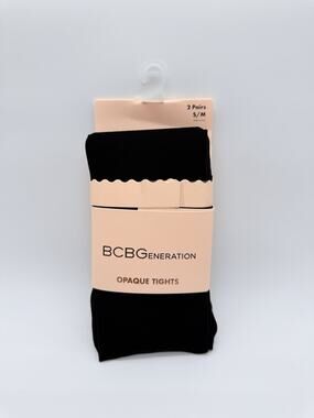 BCBG Generation Opaque Tights 2 Pack Women's Size S/M Black NEW In Pack